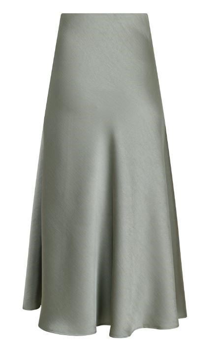 Bovary Satin nederdel fra Neo Noir i støvet grøn